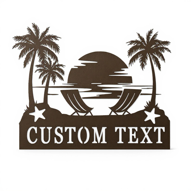 Nautical metal sign personalized with family name for beach house decor, coastal wall art for entryway or porch