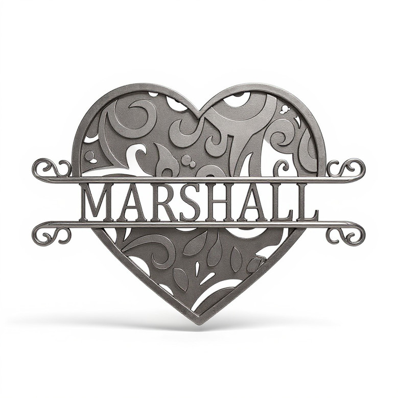 wedding metal heart sign personalized with couple's names and date, romantic wall decor and keepsake gift for newlyweds
