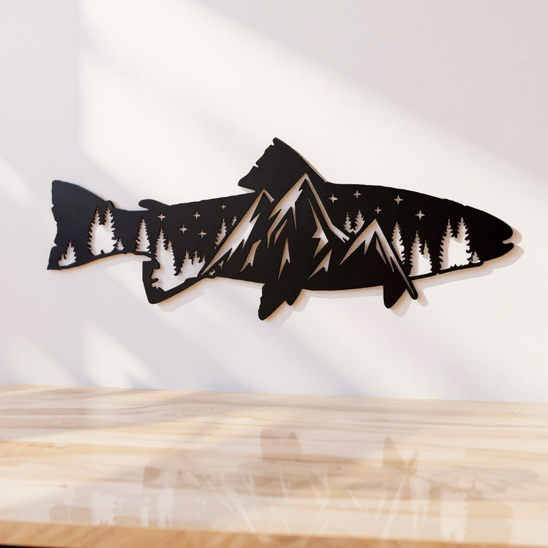 Trout Fish Design Metal Wall Art for Home Décor
