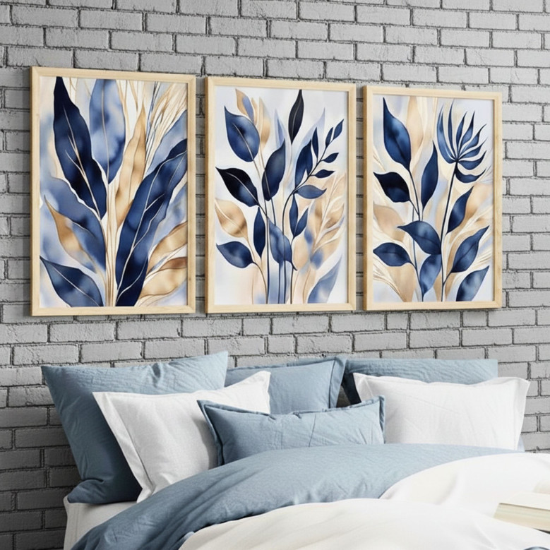 Elegant Blue Botanical Canvas Decor For Any Room (Modern Style)