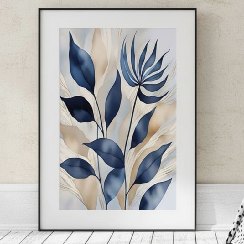 Elegant Blue Botanical Canvas Decor For Any Room (Modern Style)