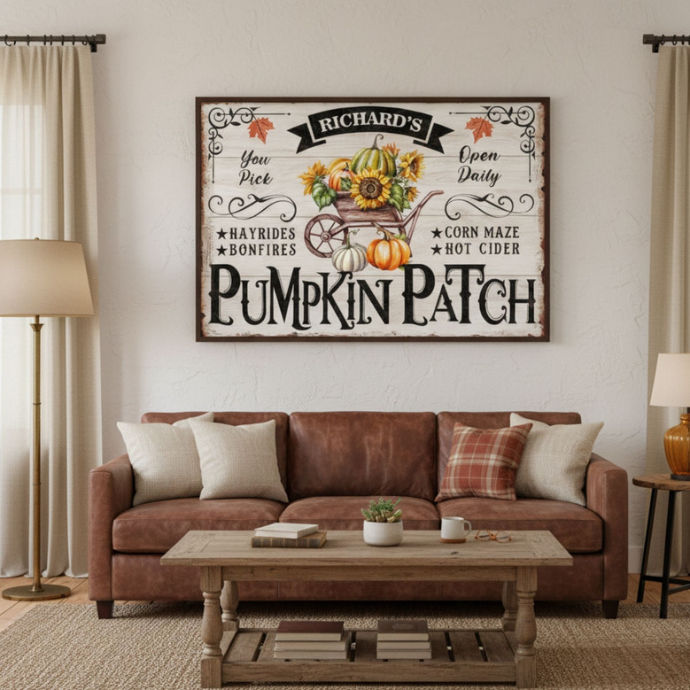 Family Name Pumpkin Patch Canvas for Rustic Thanksgiving Decor