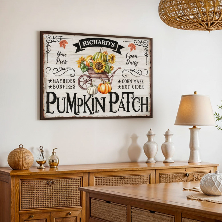 Family Name Pumpkin Patch Canvas for Rustic Thanksgiving Decor