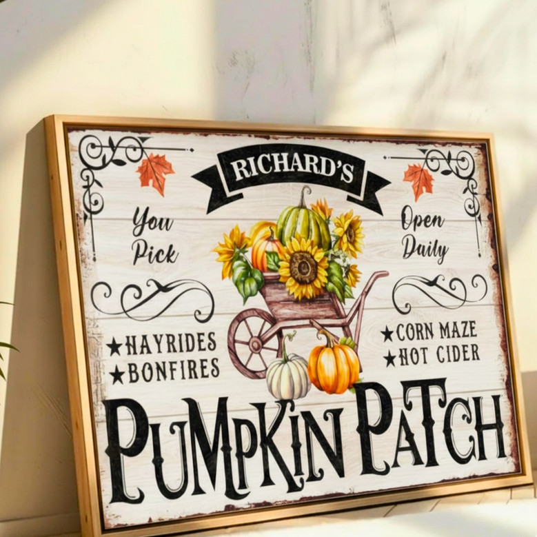 Family Name Pumpkin Patch Canvas for Rustic Thanksgiving Decor