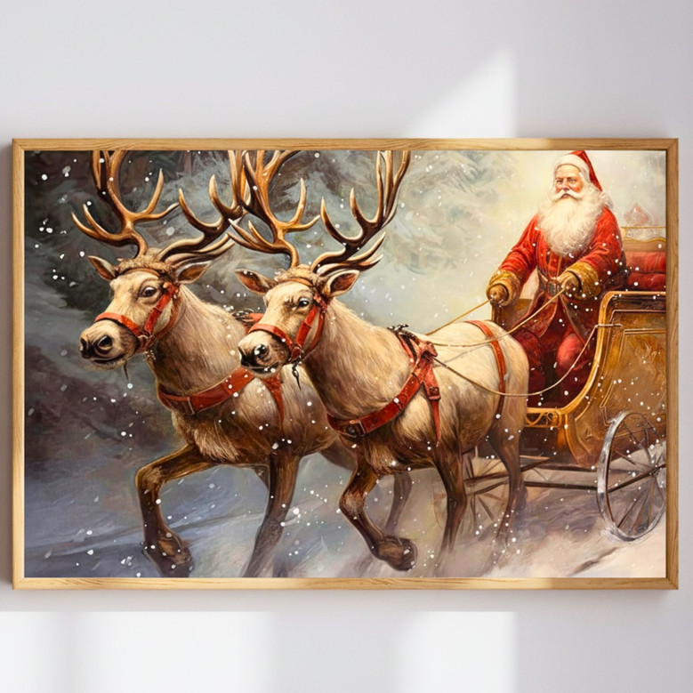 Nostalgic Santa Sleigh Canvas - Cozy Holiday Wall Art for Home