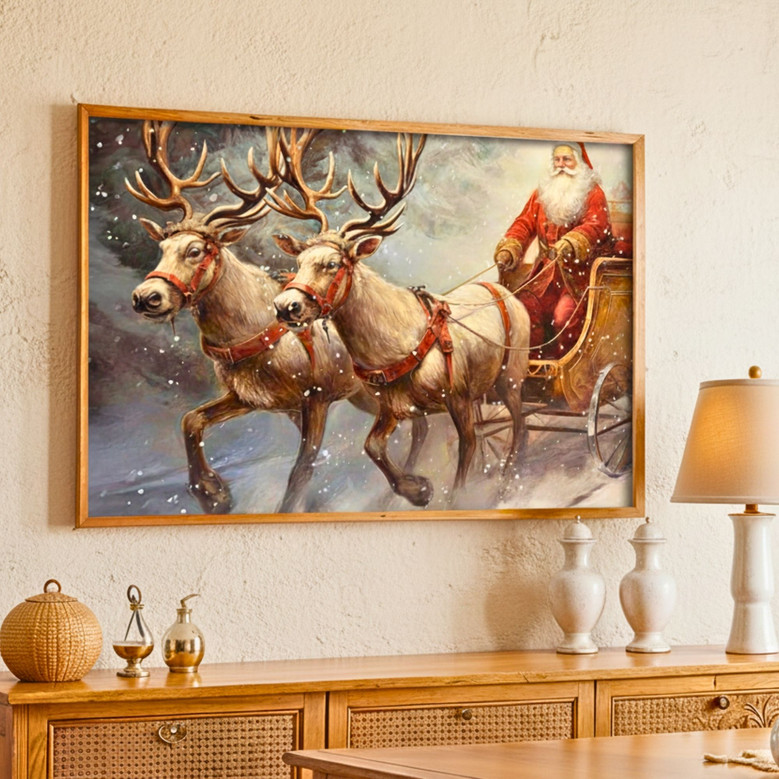 Nostalgic Santa Sleigh Canvas - Cozy Holiday Wall Art for Home