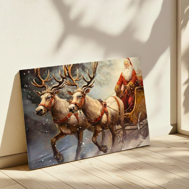 Nostalgic Santa Sleigh Canvas - Cozy Holiday Wall Art for Home