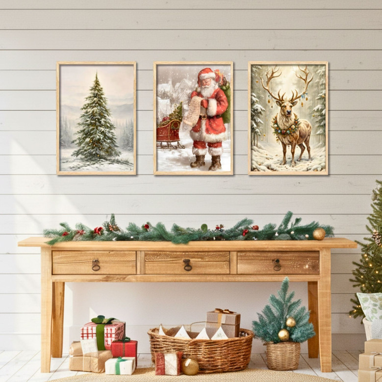 Nostalgic Santa Sleigh Canvas - Cozy Winter Wall Art for Your Home
