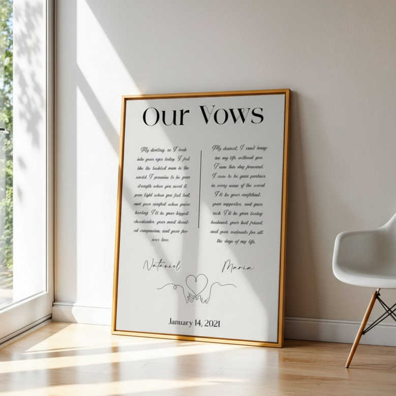 Custom Anniversary Wedding Vows Art | Canvas Gifts For Newlyweds & Vow Renewal | Elegant Home DéCor