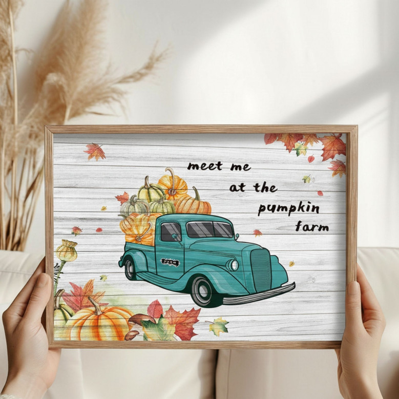 Rustic Pumpkin Truck Canvas - Thanksgiving Decor for Cozy Homes