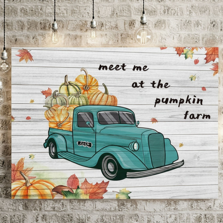 Rustic Pumpkin Truck Canvas - Thanksgiving Decor for Cozy Homes