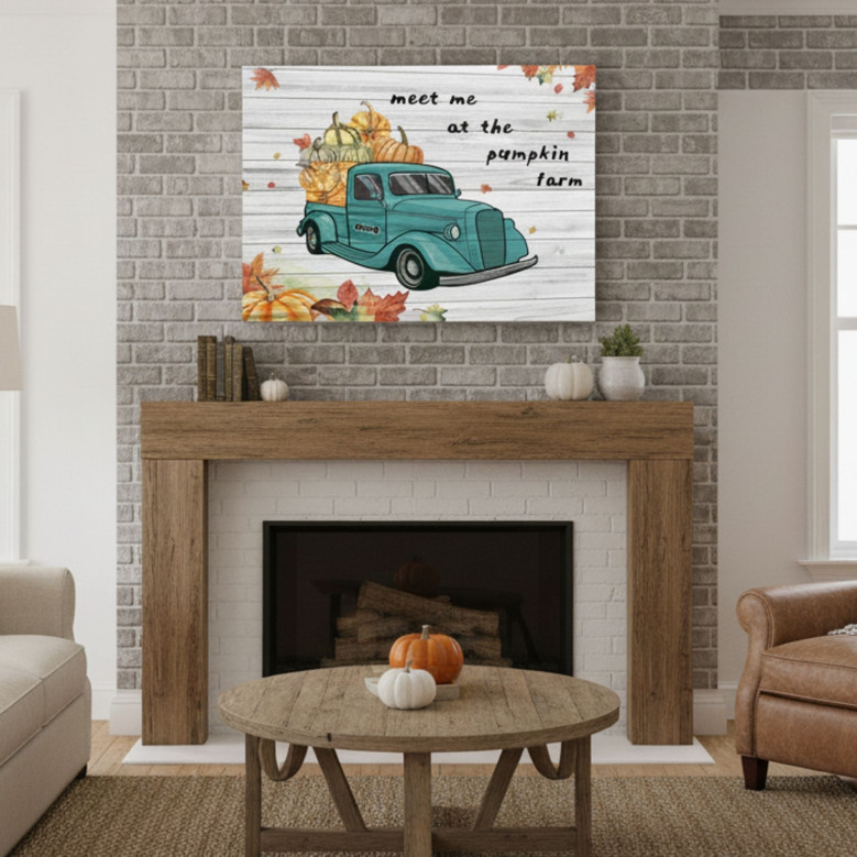 Rustic Pumpkin Truck Canvas - Thanksgiving Decor for Cozy Homes