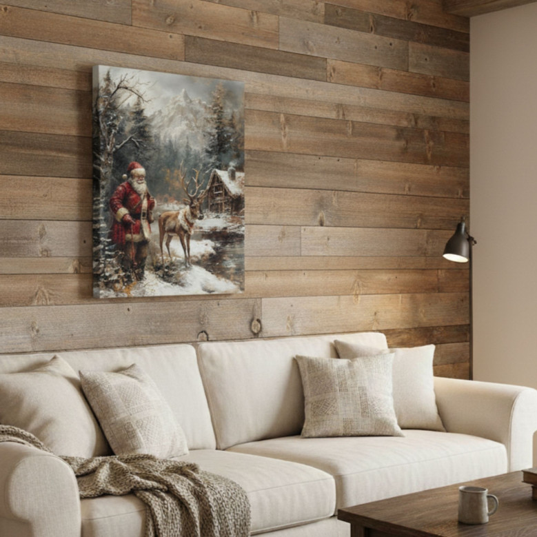 Vintage Santa's Sleigh Canvas - Holiday Winter Wall Art Decoration For Living Room