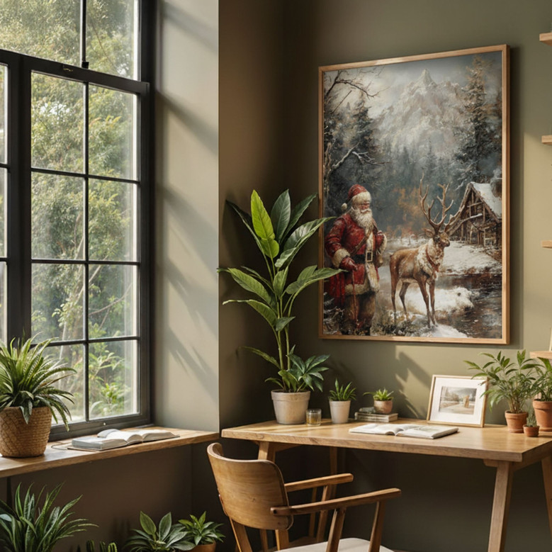 Vintage Santa's Sleigh Canvas - Holiday Winter Wall Art Decoration For Living Room