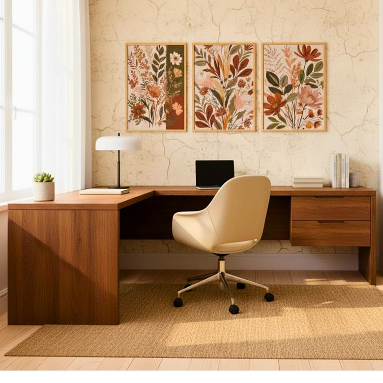 Botanical Boho Canvas - Earth Tone Floral Wall Art for Your Home