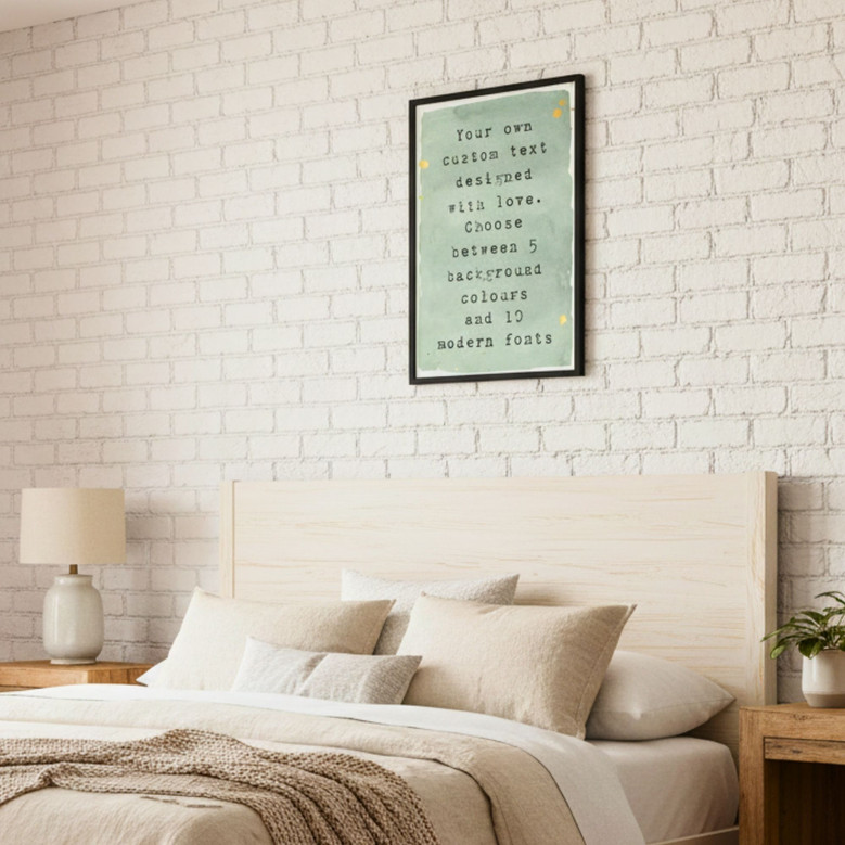 Personalized poetry wall art canvas, landscape format with foil accents; display custom song lyrics, bedroom wall decor