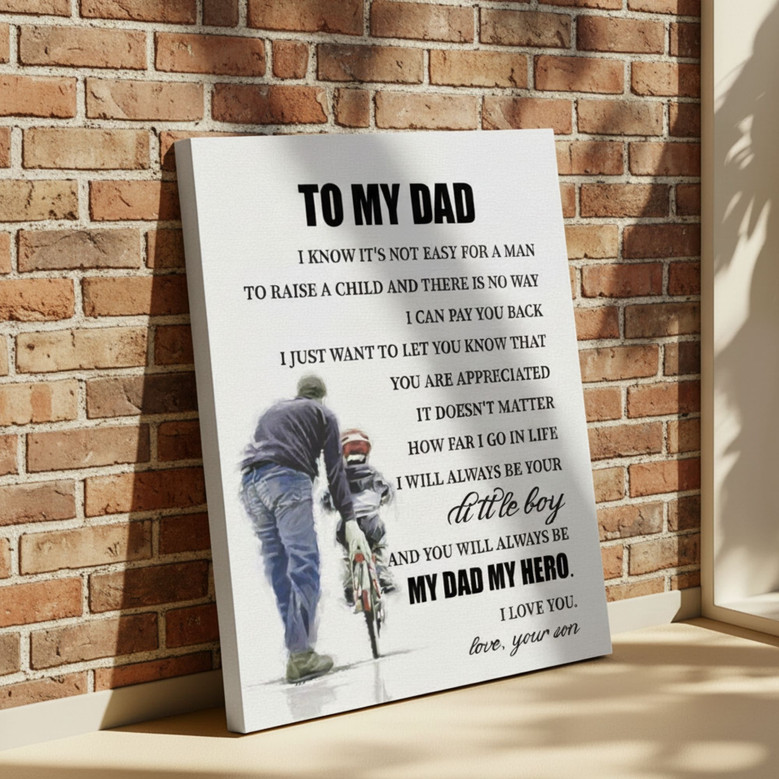 Heartfelt Personalized "Dad Hero" Canvas for Son's Special Gift