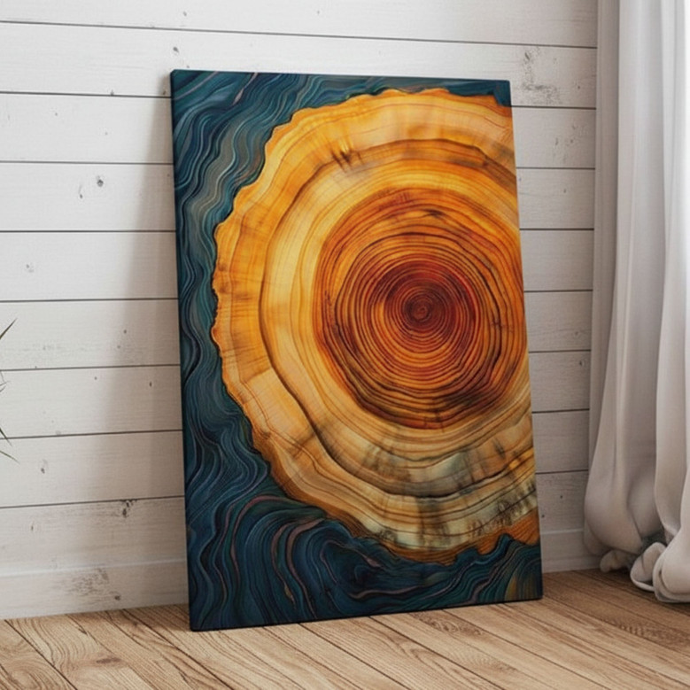 Tree Ring Canvas - Abstract Wall Art For Living Room