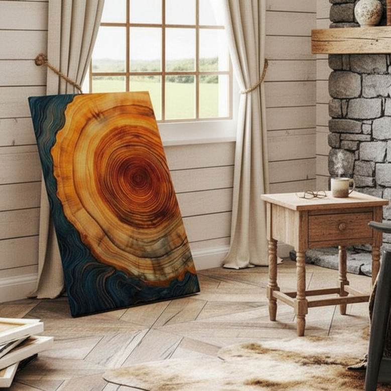 Tree Ring Canvas - Abstract Wall Art For Living Room