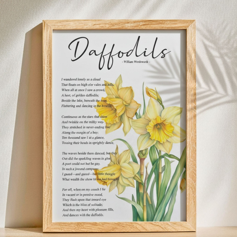 Wordsworth-Inspired Daffodil Canvas Art for Romantic Wall Decor