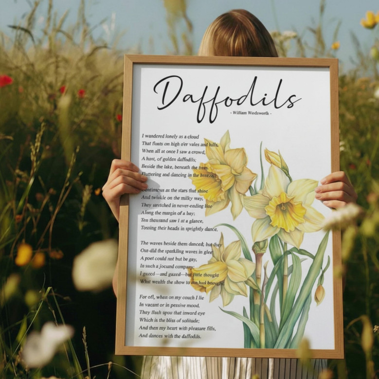 Wordsworth-Inspired Daffodil Canvas Art for Romantic Wall Decor