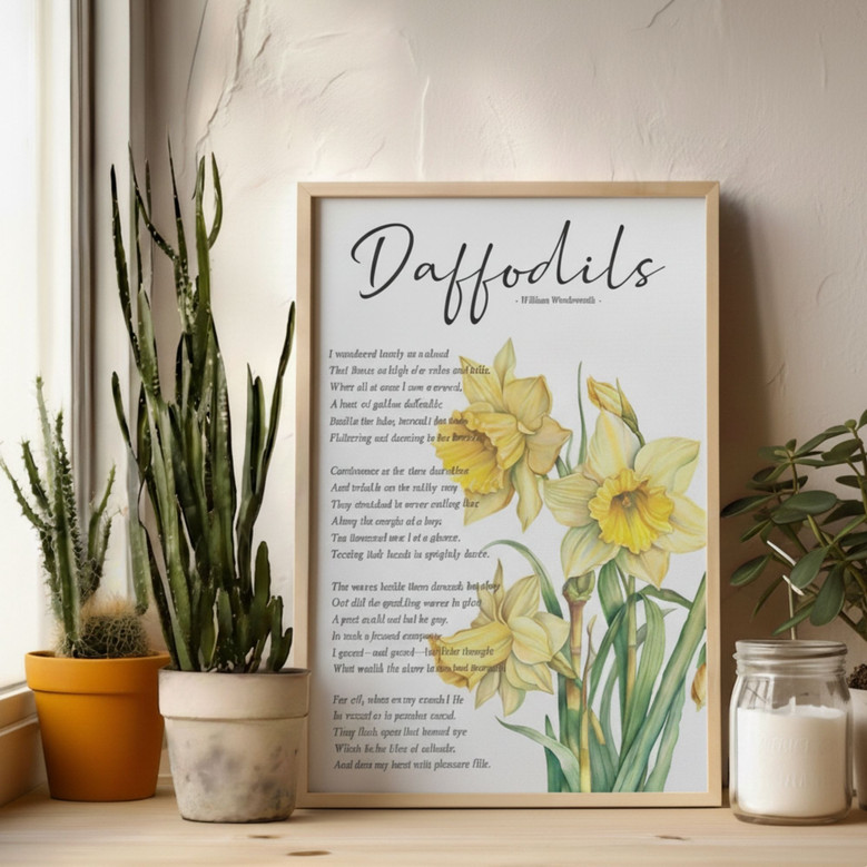 Wordsworth-Inspired Daffodil Canvas Art for Romantic Wall Decor