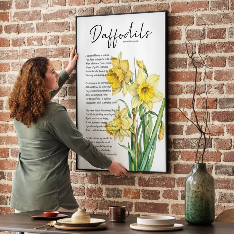 Wordsworth-Inspired Daffodil Canvas Art for Romantic Wall Decor