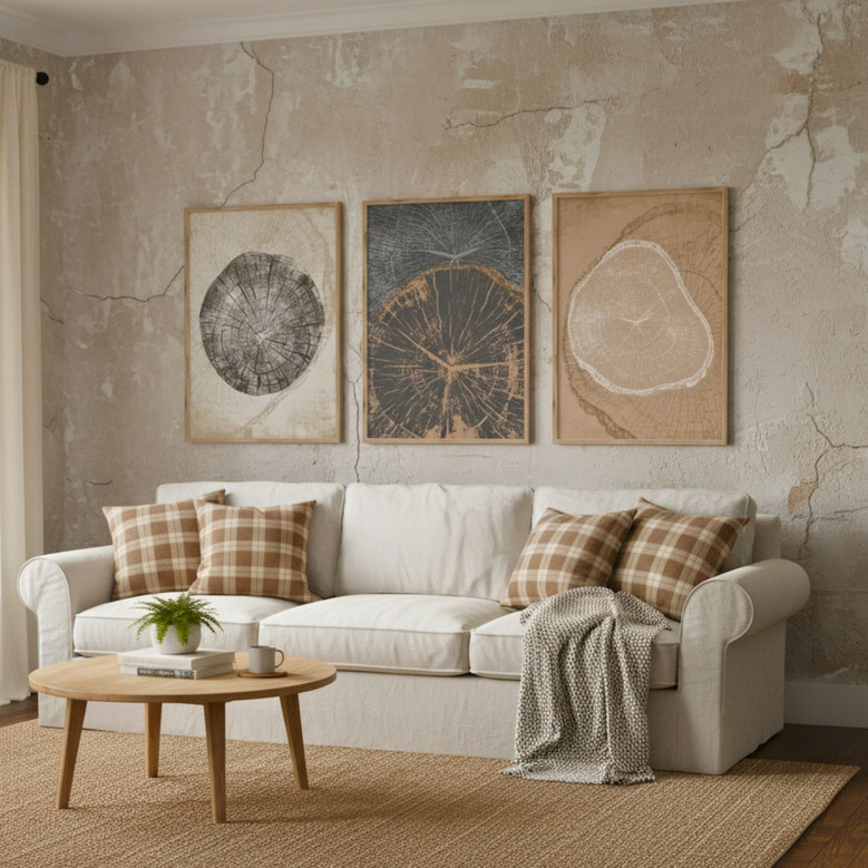 Abstract Tree Stump Wall Decor Canvas Set for Modern Home