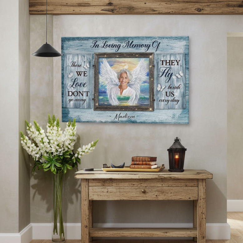 Heartfelt Angel Wings Memorial Canvas for Sympathy & Remembrance