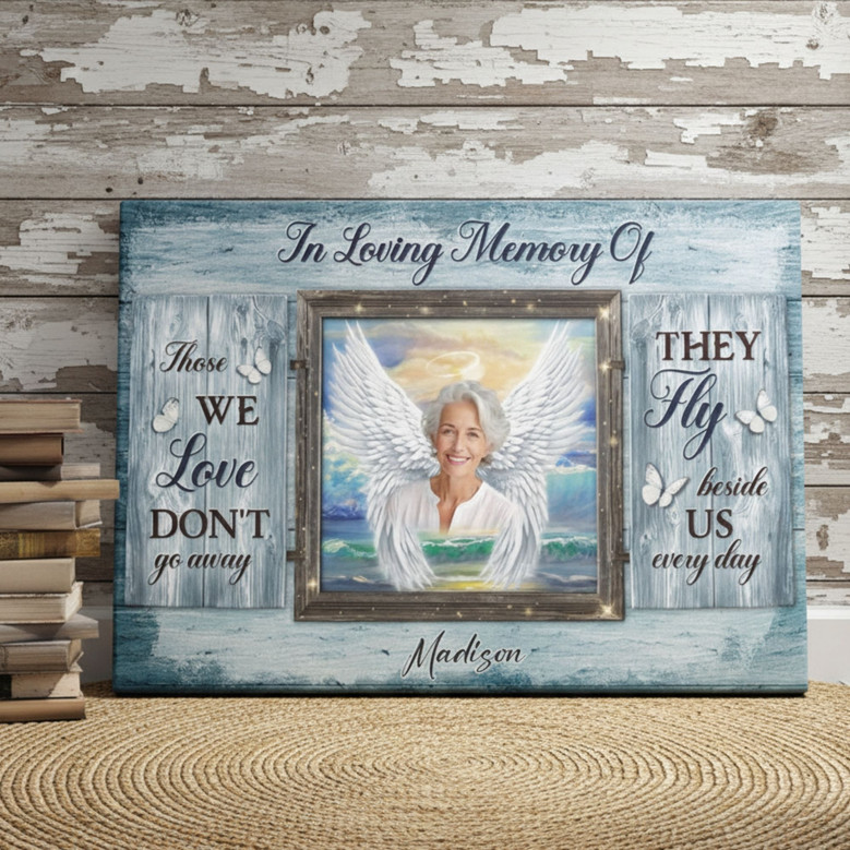 Heartfelt Angel Wings Memorial Canvas for Sympathy & Remembrance
