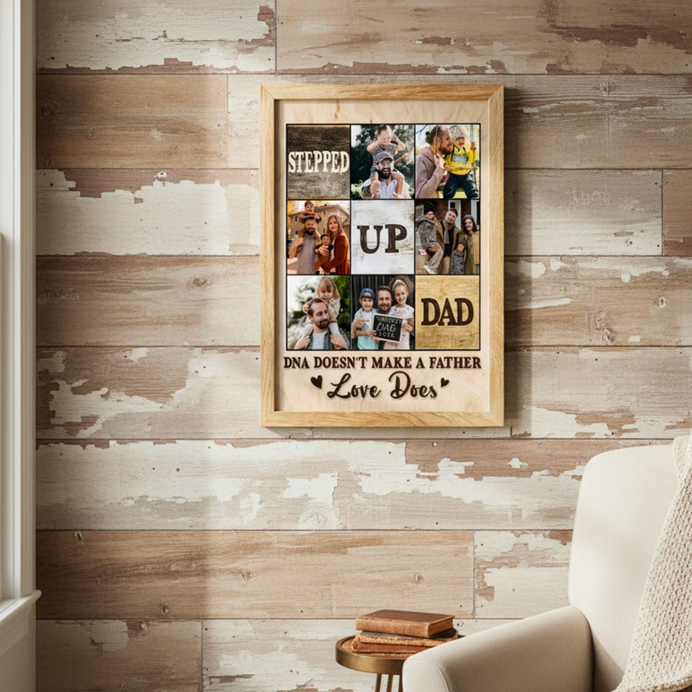 Bonus Dad Christmas Canvas - Sentimental Photo Gift From Kids Bonus Dad Christmas Canvas - Sentimental Photo Gift From Kids