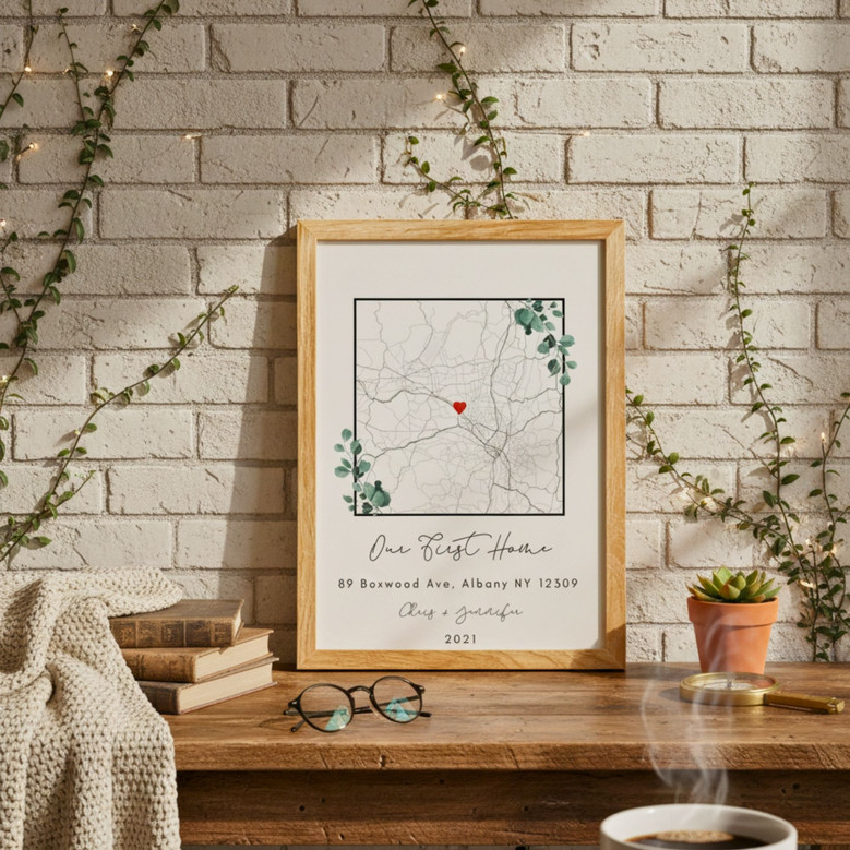 City Map Canvas - Personalized Housewarming Gift for Couples