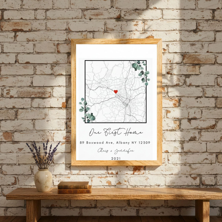 City Map Canvas - Personalized Housewarming Gift for Couples