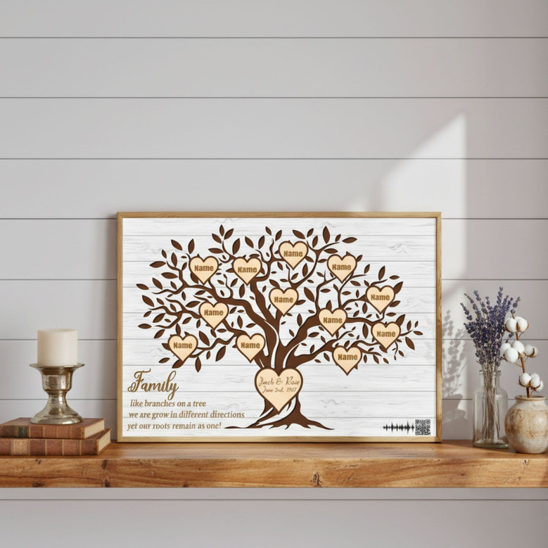 Custom Family Tree Canvas - Rustic Heritage Name Art Keepsake