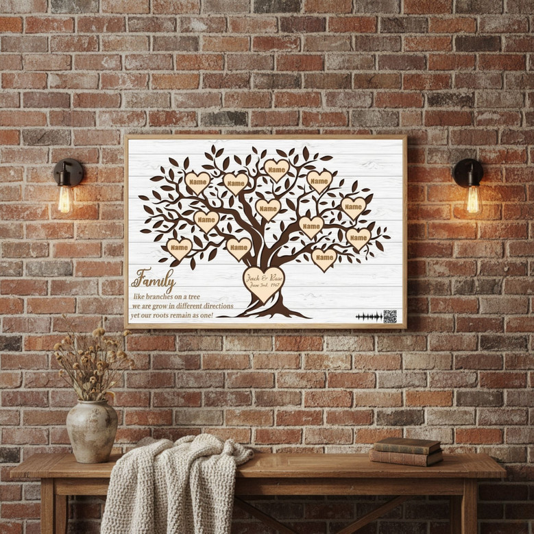 Custom Family Tree Canvas - Rustic Heritage Name Art Keepsake