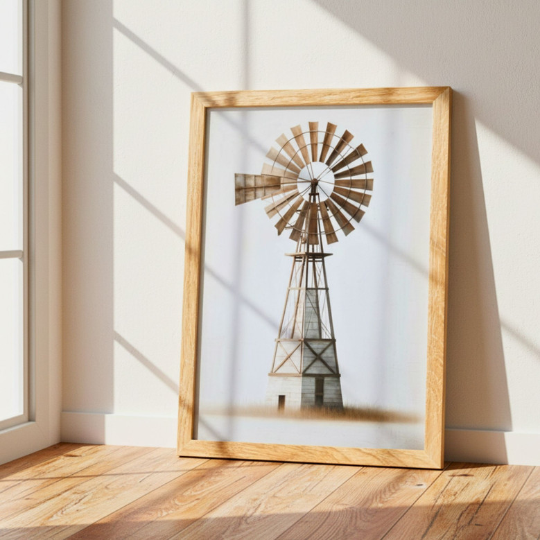 Custom Farmhouse Windmill Canvas - Vintage Homestead Wall Art