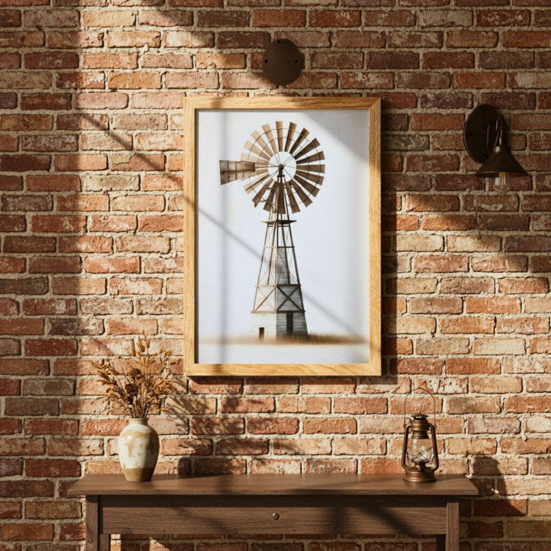 Custom Farmhouse Windmill Canvas - Vintage Homestead Wall Art
