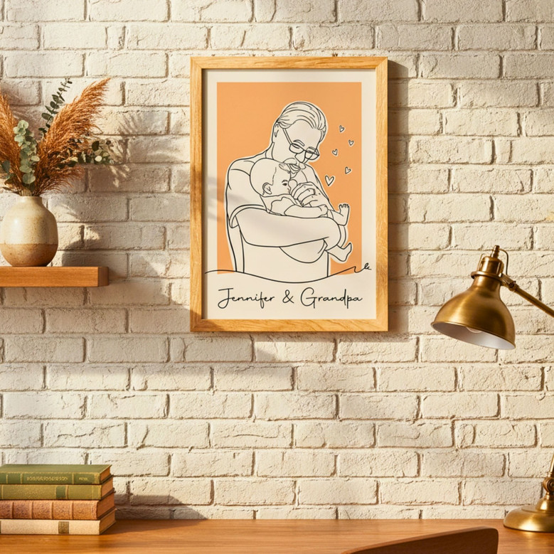 Custom Line Art Canvas - Heartfelt Grandpa & Kids Gift Custom Line Art Canvas - Heartfelt Grandpa & Kids Gift