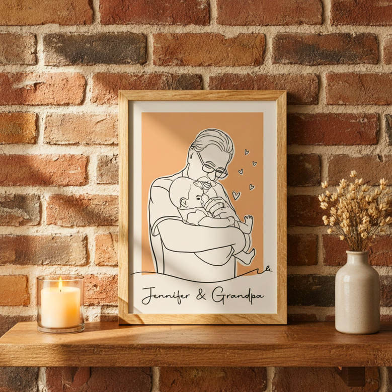 Custom Line Art Canvas - Heartfelt Grandpa & Kids Gift Custom Line Art Canvas - Heartfelt Grandpa & Kids Gift