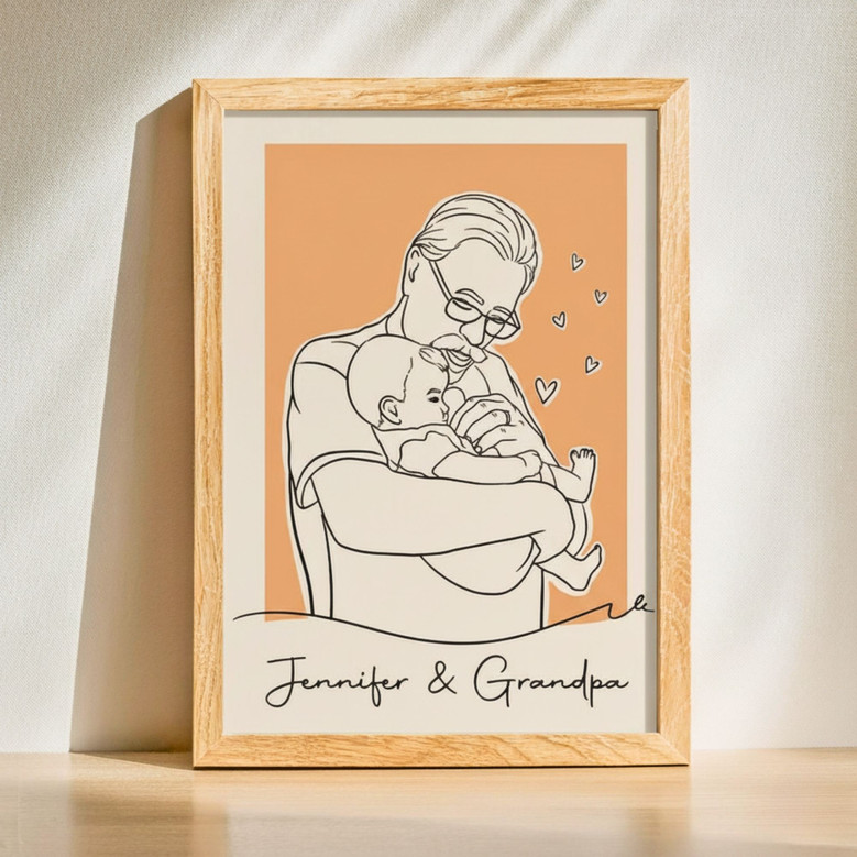 Custom Line Art Canvas - Heartfelt Grandpa & Kids Gift Custom Line Art Canvas - Heartfelt Grandpa & Kids Gift