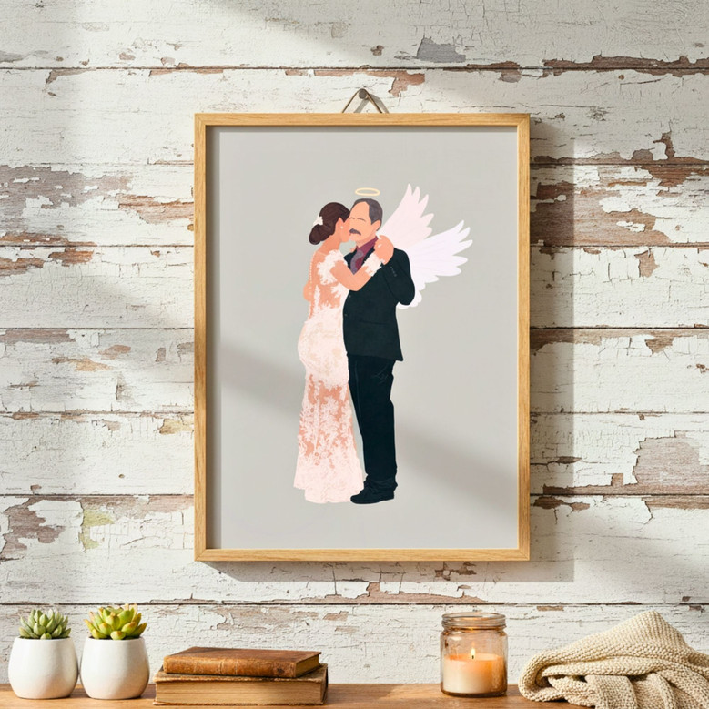Custom Memorial Wedding Canvas Portrait for Bride & Parents