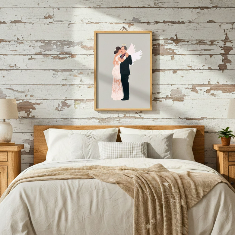Custom Memorial Wedding Canvas Portrait for Bride & Parents