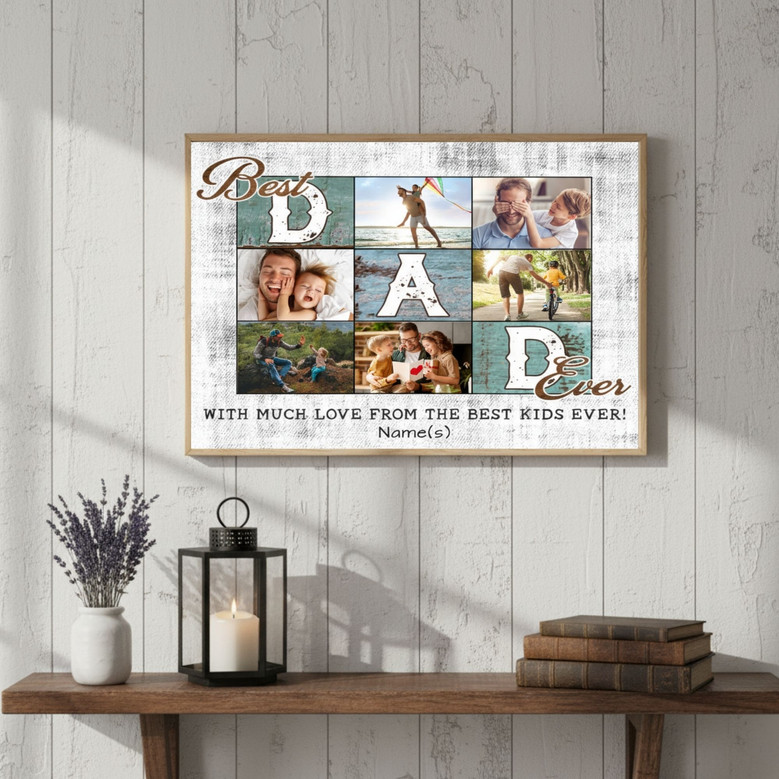 Custom Photo Canvas - Best Dad Ever Keepsake from Kids