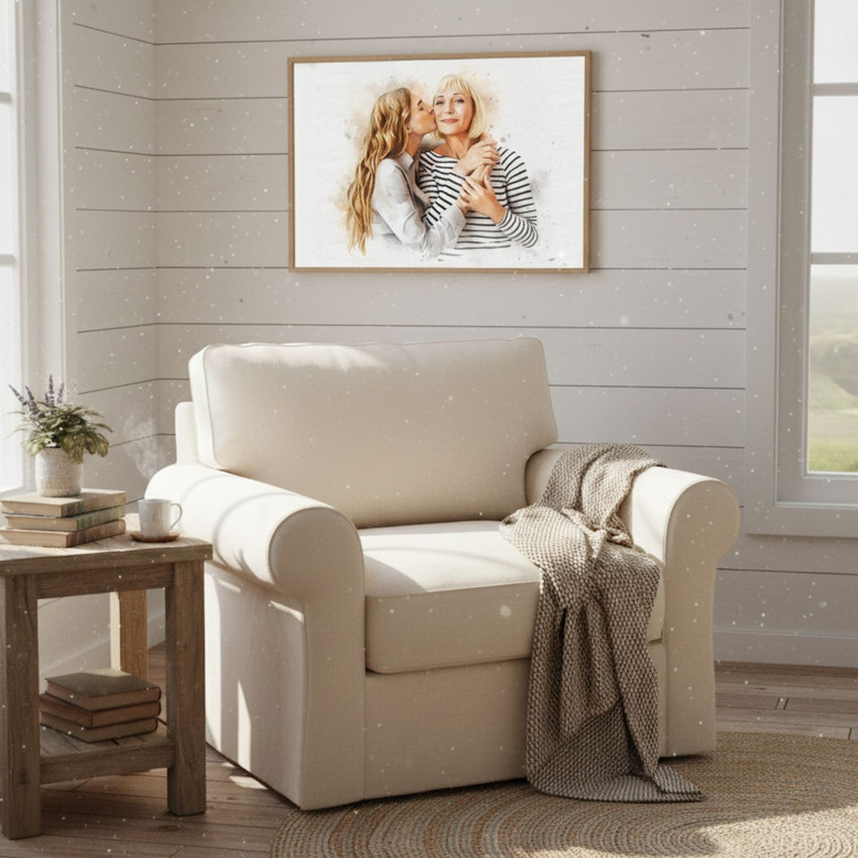 Custom Watercolor Canvas Portrait - Daughter's Mother's Day Gift