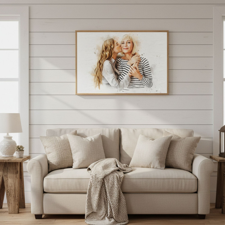 Custom Watercolor Canvas Portrait - Daughter's Mother's Day Gift