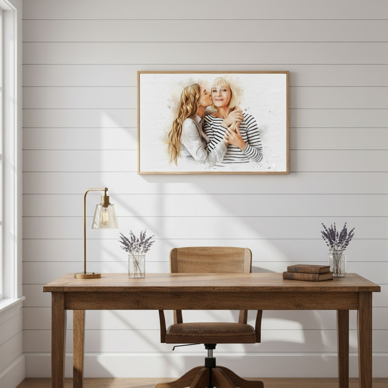 Custom Watercolor Canvas Portrait - Daughter's Mother's Day Gift