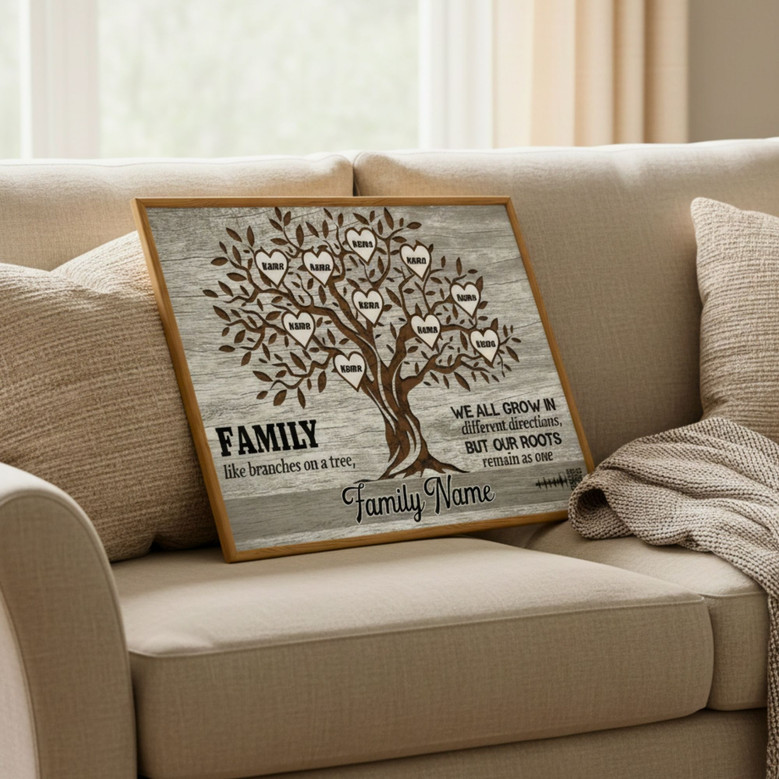 Family Tree Canvas Wall Art Gift for Family