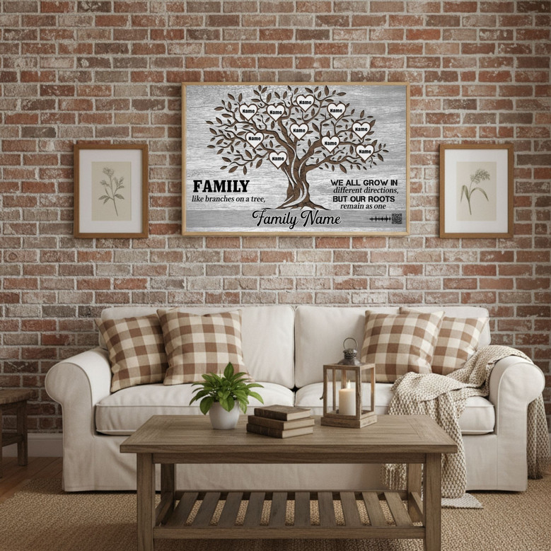 Family Tree Canvas Wall Art Gift for Family