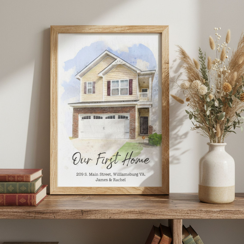 First Home Memory Canvas - Custom Housewarming Portrait Art