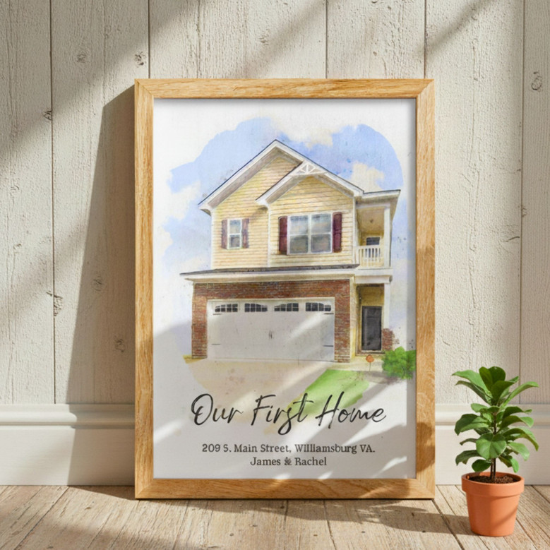 First Home Memory Canvas - Custom Housewarming Portrait Art